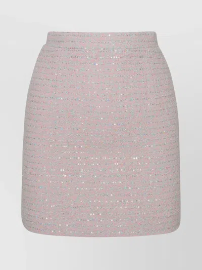 Alessandra Rich Pink Cotton Blend Skirt In Light Blue