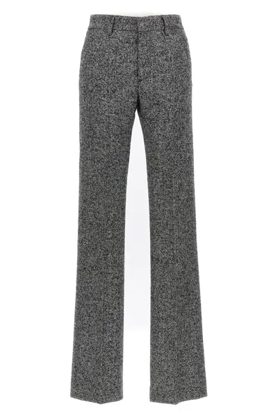 Alessandra Rich High Waisted Tweed Trousers In Black