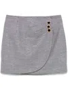 Alessandra Rich Houndstooth Wool Mini Skirt In Black