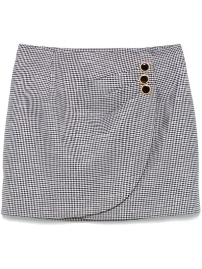 Alessandra Rich Black Wool Mini Skirt With Darts