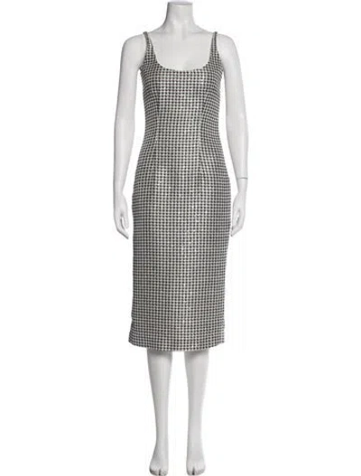 Pre-owned Alessandra Rich Houndstooth Print Mini Dress In Neutral
