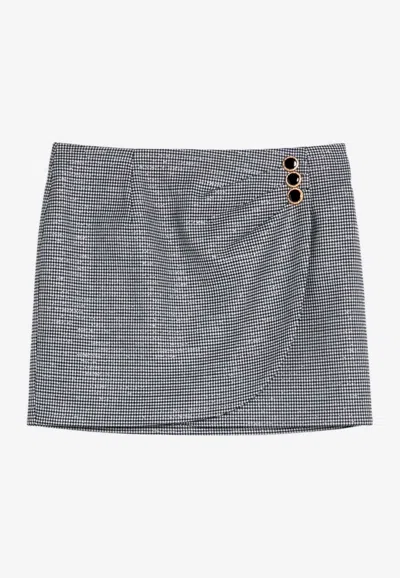 ALESSANDRA RICH HOUNDSTOOTH WOOL MINI SKIRT