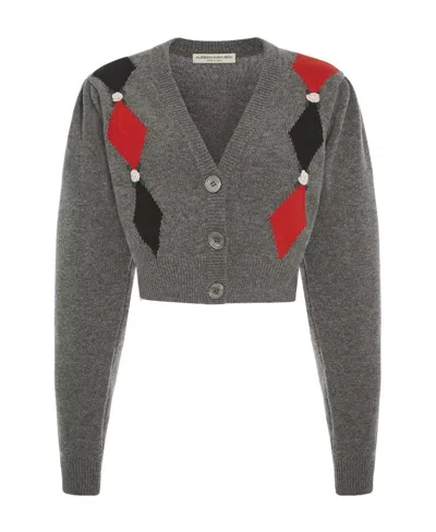 ALESSANDRA RICH ALESSANDRA RICH INTARSIA-KNIT CROPPED CARDIGAN