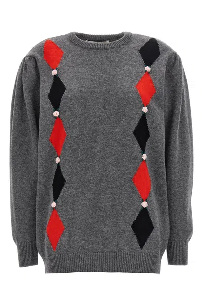 ALESSANDRA RICH INTARSIA-PATTERNED WOOL JUMPER