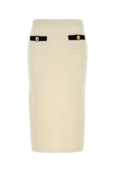 ALESSANDRA RICH IVORY ALPACA BLEND SKIRT