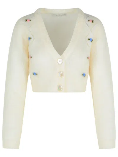 ALESSANDRA RICH ALESSANDRA RICH IVORY MOHAIR BLEND CARDIGAN