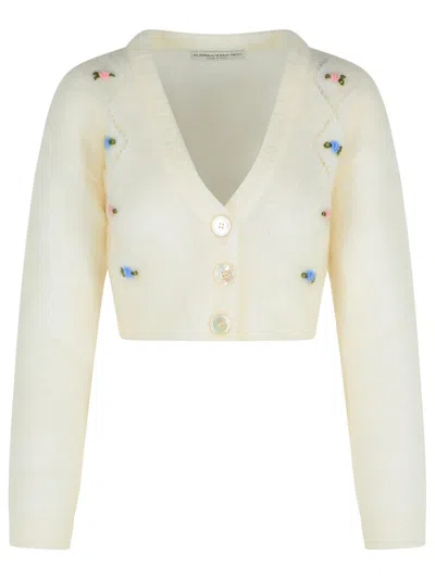 ALESSANDRA RICH ALESSANDRA RICH IVORY MOHAIR BLEND CARDIGAN WOMEN