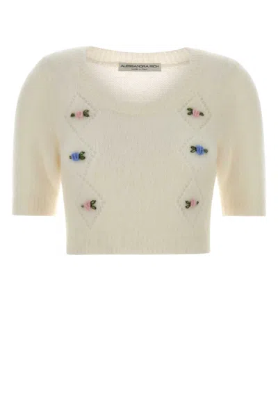 ALESSANDRA RICH IVORY MOHAIR BLEND SWEATER