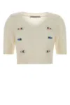 Alessandra Rich Women Short Sleeve Mohair Sweater In White