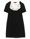 Alessandra Rich Mini Dress With Silk Jabot In Black