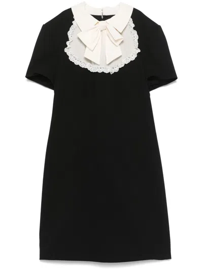 Alessandra Rich Jabot-collar Crepe Mini Dress In Black