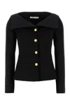 Alessandra Rich Wool Blazer Tailored Gold Buttons In Black