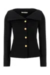 Alessandra Rich Wool Blazer Tailored Gold Buttons In Black