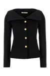 Alessandra Rich Wool Blazer Tailored Gold Buttons In Black