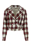 Alessandra Rich Checked Cropped Wool-blend Jacket In Multicolor
