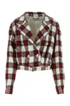 Alessandra Rich Checked Cropped Wool-blend Jacket In Multicolor