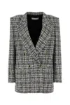 Alessandra Rich Women Embroidered Tweed Oversize Blazer In Multicolor