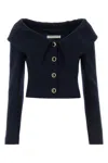 Alessandra Rich Wool Blazer Tailored Gold Buttons In Navy
