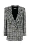 Alessandra Rich Oversized Checked Lurex Tweed Blazer In White