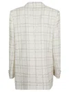 Alessandra Rich Oversized Tweed Jacket With Plaid Pattern In White