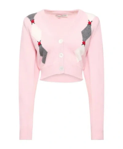 Alessandra Rich Jacquard Cardigan In Pink