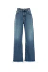 Alessandra Rich Denim Jeans Wide-leg Frayed Hem In Blue