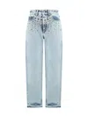 Alessandra Rich Jeans With Studs In Light Blue