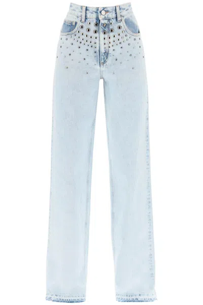 Alessandra Rich Denim Jeans In Light Blue