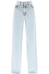 Alessandra Rich Jeans With Studs In Light Blue