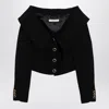 Alessandra Rich Single-breasted Off-shoulder Blazer In Black