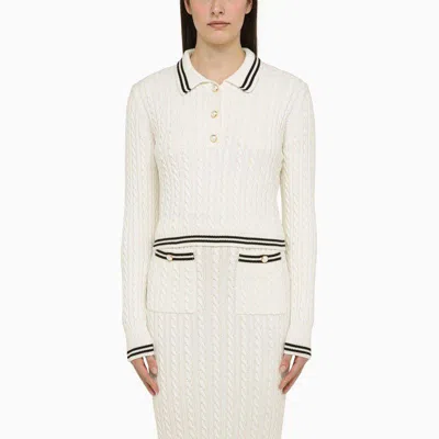 Alessandra Rich Knitted Polo In White