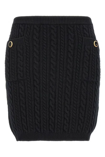 Alessandra Rich 'jewel Button' Mini Skirt In Black