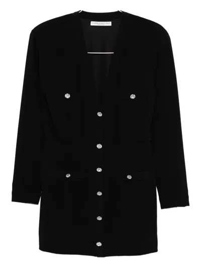 Alessandra Rich Jewel-button Multi-pocket Dress In Black
