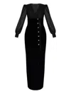 Alessandra Rich Jewel-button Velvet Dress In Black