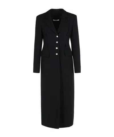 Alessandra Rich Jewel-buttoned Coat In Black