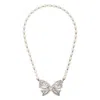 Alessandra Rich Bow-pendant Necklace In Silver