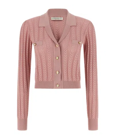 ALESSANDRA RICH CABLE-KNIT CARDIGAN