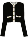Alessandra Rich Alpaca Cropped Cardigan In Black