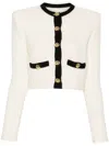 Alessandra Rich Alpaca Blend Knit Cropped Cardigan In White