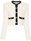 Alessandra Rich Alpaca Blend Knit Cropped Cardigan In White
