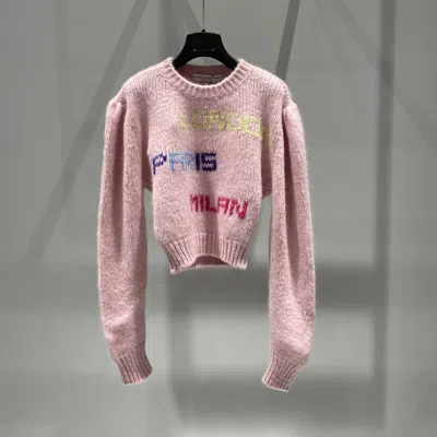 Alessandra Rich Knitted Floral Pullover In Pink