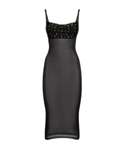 Alessandra Rich Knitted Medium-length Dress In Black