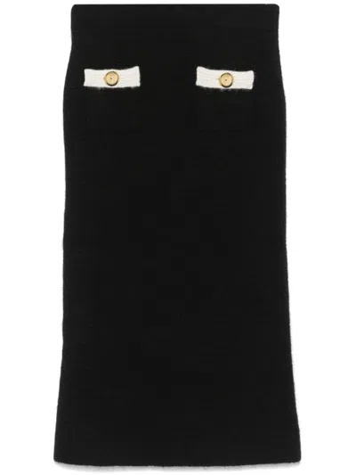 Alessandra Rich Knitted Midi Skirt In Black
