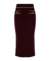 Alessandra Rich Ribbed-knit Midi Skirt In Burgundy
