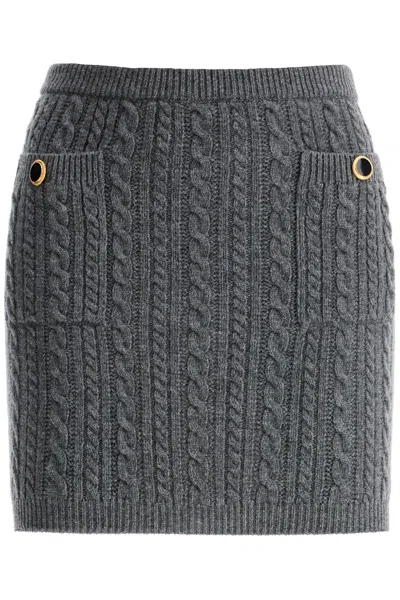 Alessandra Rich Knitted Mini Skirt With Braided In Grey