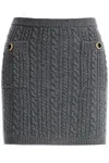 Alessandra Rich Knitted Mini Skirt With Braided In Grey (grey)