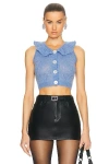 Alessandra Rich Cropped Crystal-embellished Pointelle-knit Mohair-blend Cardigan In Light Blue