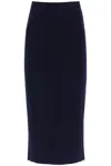 Alessandra Rich Knitted Pencil Skirt In Navy Bluw (blue)