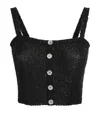 Alessandra Rich Knitted Sequin Crop Top In Black
