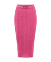 Alessandra Rich Women Ribbed Skirt With All-over Rhinestone Detail In Pink